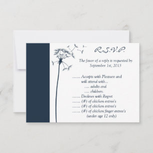 3.5 x 5 R.S.V.P Reply Card Navy Blue Dandelion Flo