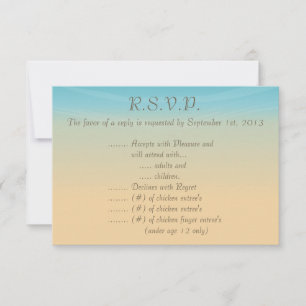 3.5 x 5 R.S.V.P Reply Card Ocean Beach Shore Seash