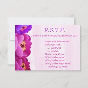 3.5 x 5 R.S.V.P Reply Card Purple/Pink Peony Flowe
