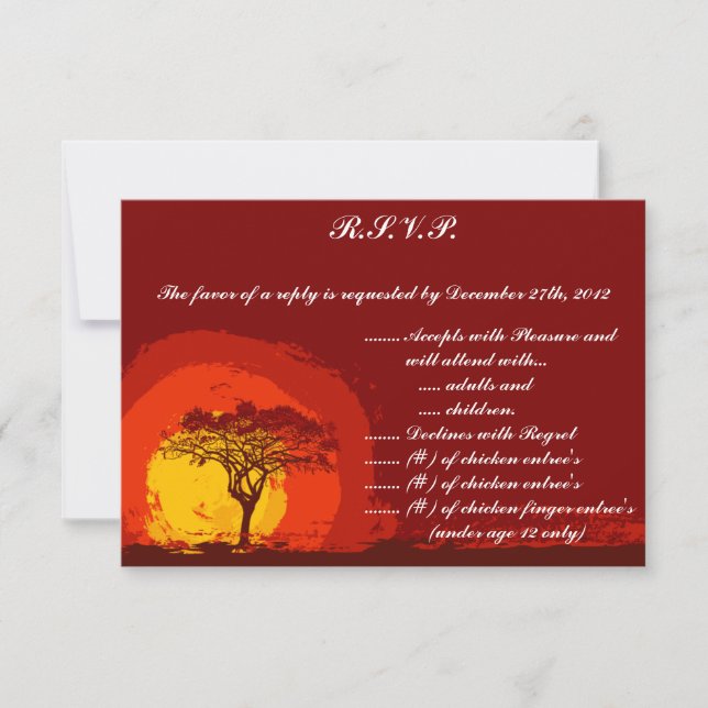 3.5 x 5 R.S.V.P Reply Card Red Sunset in Africa (Front)