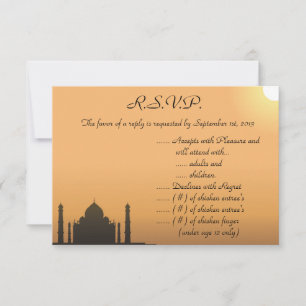 3.5 x 5 R.S.V.P Reply Card Taj Mahal Sunset Orange