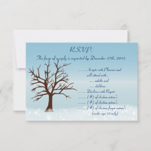 3.5 x 5 R.S.V.P Reply Card Twinkling Snow / Tree
