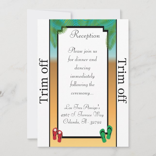 3.5 x 7 Reception His/Hers Sandals On Invitation (Front)