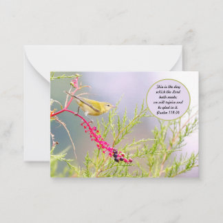3.5x2.5 Pretty Bible Verse Note Card Bird Flowers