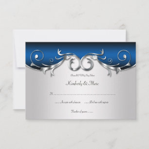 3.5x5 Elegant Blue and Silver RSVP Card