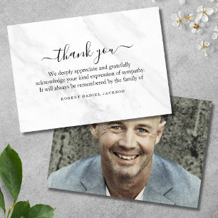 3.5x5 Funeral Thank You Note Grief White Marble  Card