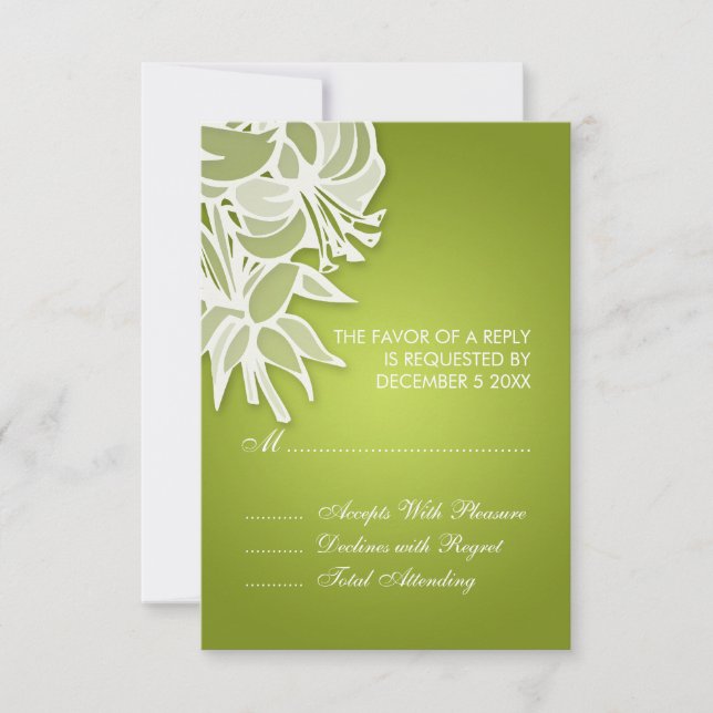 3.5x5 Lime Lily Bouquet Elegant RSVP (Front)