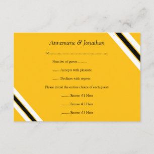 3.5x5 Modern Bold Black Yellow Horizontal Stripes RSVP Card