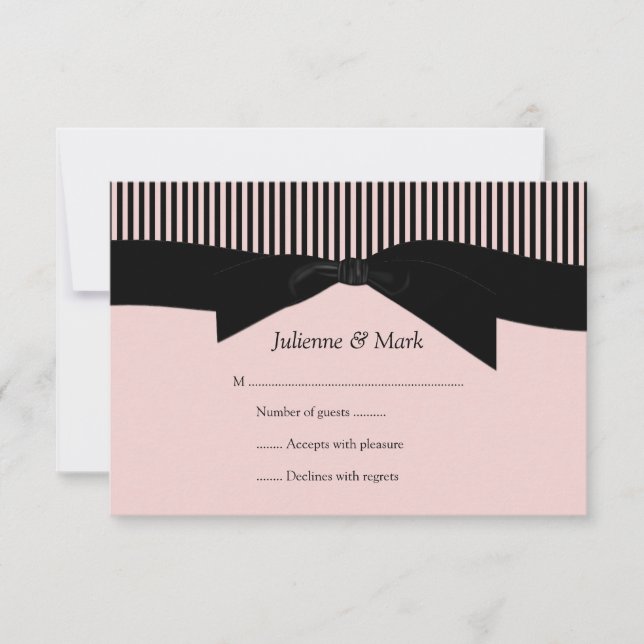 3.5x5 Pink and Black Stripes RSVP Card (Front)