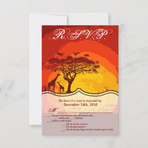 3.5x5 R.S.V.P. Card African Safari Giraffe Sunset