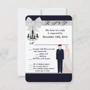 3.5x5 R.S.V.P. Card ARMY Uniform Blues Groom Bride