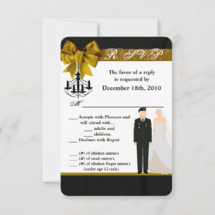 3.5x5 R.S.V.P. Card ARMY Uniform Groom Bride Soldi