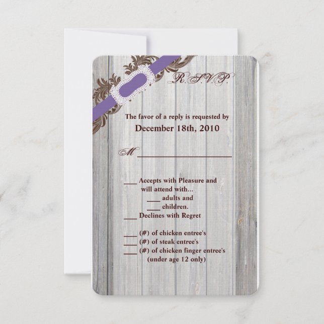 3.5x5 R.S.V.P. Card Barn Wood Diamond Ribbon Band (Front)