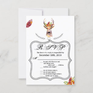 3.5x5 R.S.V.P. Card boho deer Buck Head Browning B