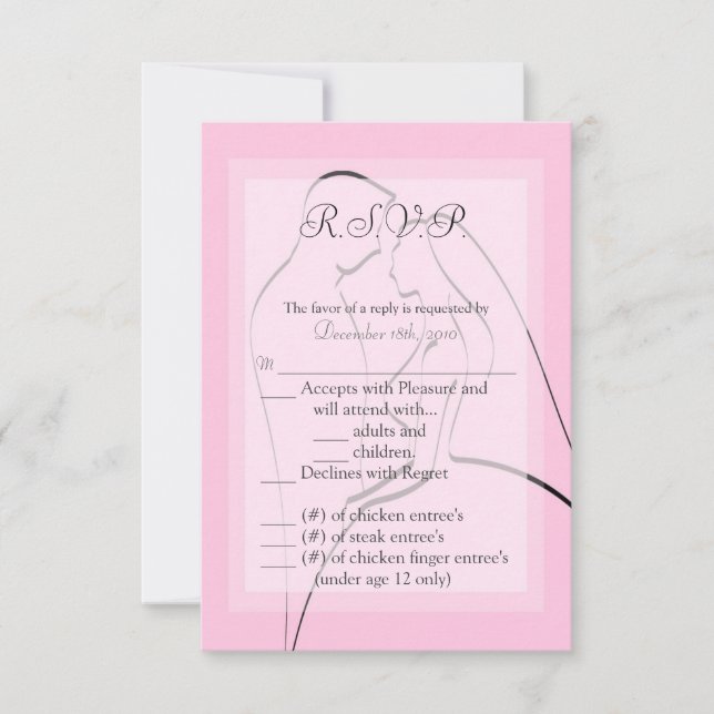 3.5x5 R.S.V.P. Card Bride & Groom Pink (Front)