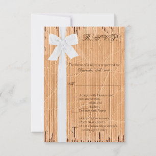 3.5x5 R.S.V.P. Card Cardboard Flap White Ribbon