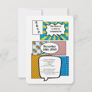 3.5x5 R.S.V.P. Card Comic Strip Book Pop Art Coupl