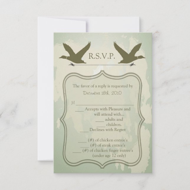 3.5x5 R.S.V.P. Card Country Duck Hunting Rustic (Front)