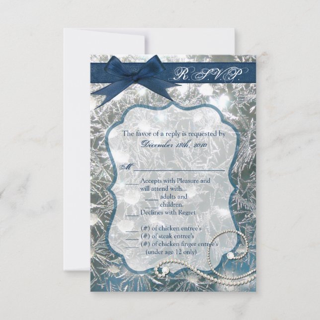 3.5x5 R.S.V.P. Card Cracked Ice Winter Snow Iced (Front)