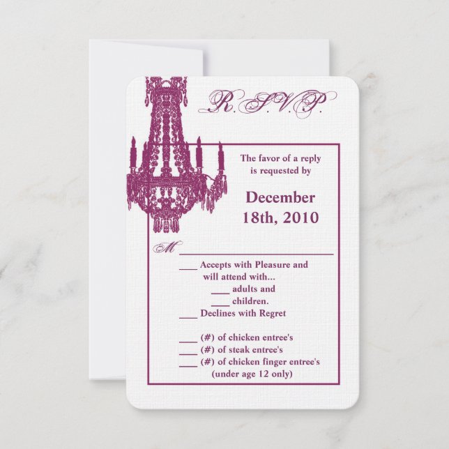 3.5x5 R.S.V.P. Card Crystal Chandelier Glitz Glamo (Front)