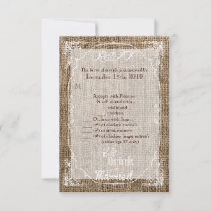 3.5x5 R.S.V.P. Card Eat Drink Be Married Burlap