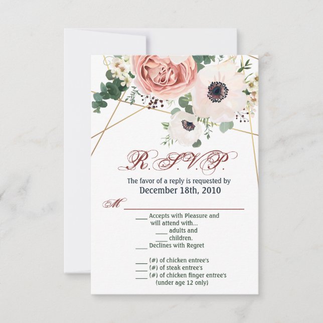 3.5x5 R.S.V.P. Card Geometric Garden Rose Anemone (Front)