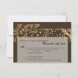 3.5x5 R.S.V.P. Card Gold Foil Autumn Fall Tree Bra