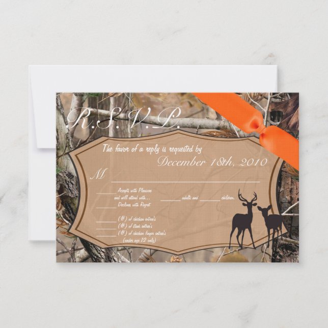 3.5x5 R.S.V.P. Card Hunters Camo Camoflauge Deer (Front)