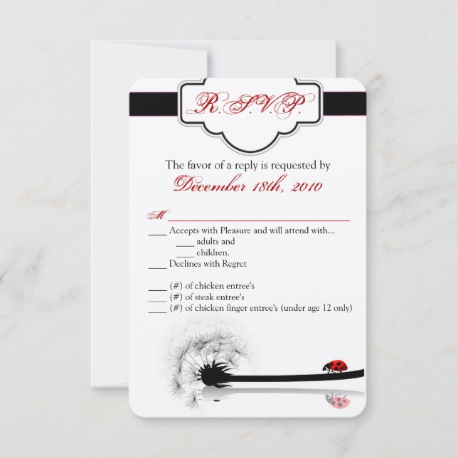3.5x5 R.S.V.P. Card Lady Bug Dandilion Flower Inse (Front)