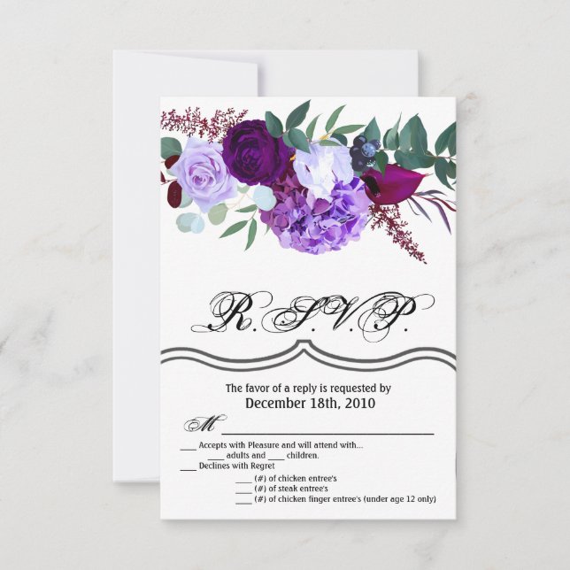 3.5x5 R.S.V.P. Card Lavender Hibiscus on White (Front)