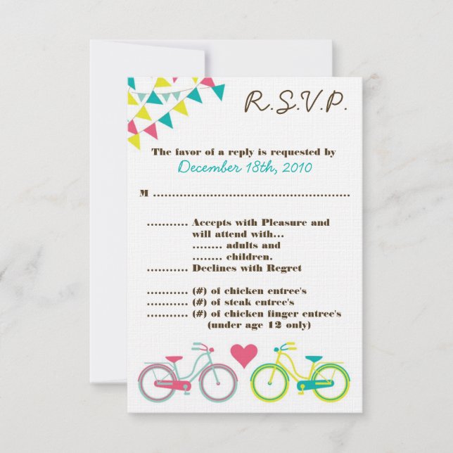 3.5x5 R.S.V.P. Card Lovers Bike Bicycle (Front)