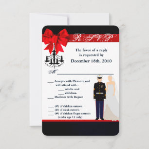 3.5x5 R.S.V.P. Card Marine Uniform Groom Bride
