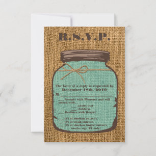 3.5x5 R.S.V.P. Card Mason Jar Burlap Country Rusti