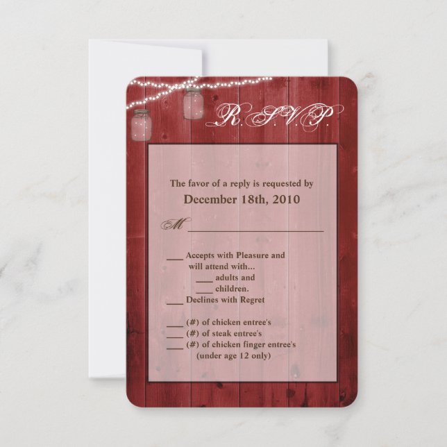 3.5x5 R.S.V.P. Card Mason Jar String Lights Wood (Front)