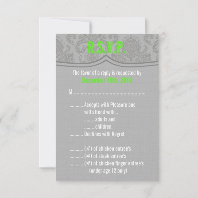 3.5x5 R.S.V.P. Card Modern Grey Damask (Front)