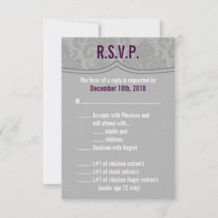 3.5x5 R.S.V.P. Card Modern Grey Damask