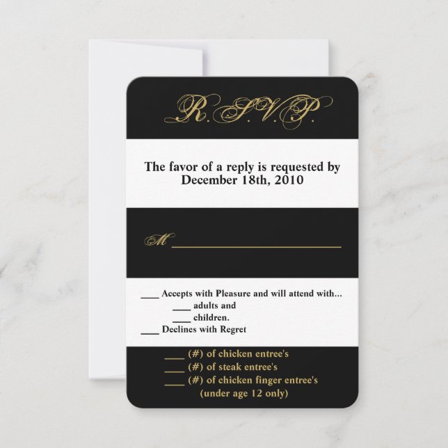 3.5x5 R.S.V.P. Card Modern Stripe Black White Cont (Front)