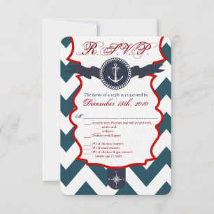 3.5x5 R.S.V.P. Card Nautical Anchor Compass Ocean