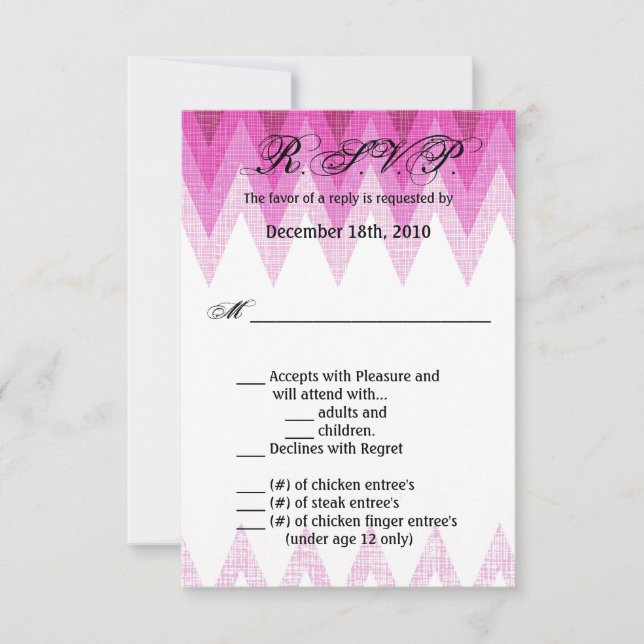 3.5x5 R.S.V.P. Card Ombre Chevron Pink (Front)