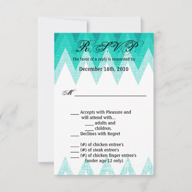 3.5x5 R.S.V.P. Card Ombre Chevron Teal (Front)