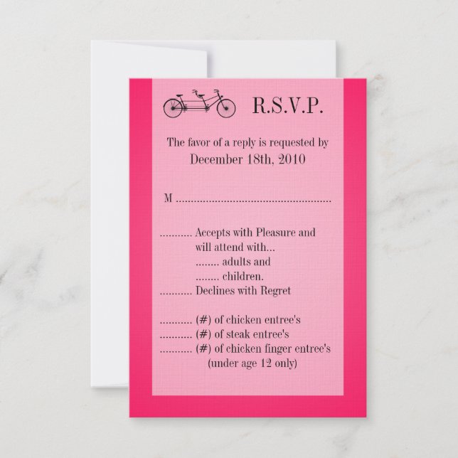 3.5x5 R.S.V.P. Card Pink Double Bike (Front)