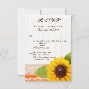 3.5x5 R.S.V.P. Card Rustic Sunflower Country Lace