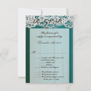 3.5x5 R.S.V.P. Card Teal Wood