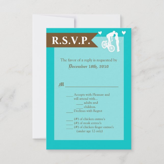 3.5x5 R.S.V.P. Card Teen Love Couple on Bicycle (Front)