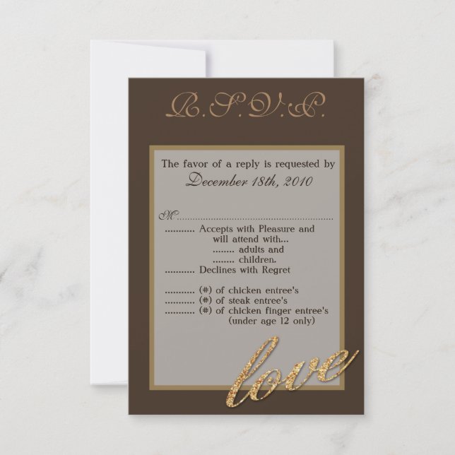 3.5x5 R.S.V.P. Card Teenage Gold Foil Glitter Love (Front)
