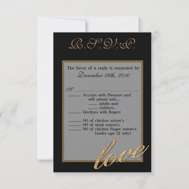 3.5x5 R.S.V.P. Card Teenage Gold Foil Glitter Love (Front)
