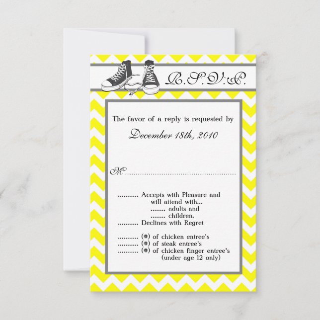 3.5x5 R.S.V.P. Card Teenage Sneakers Chevron Strip (Front)