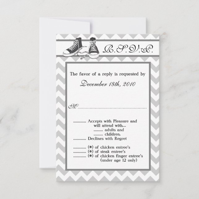 3.5x5 R.S.V.P. Card Teenage Sneakers Chevron Strip (Front)