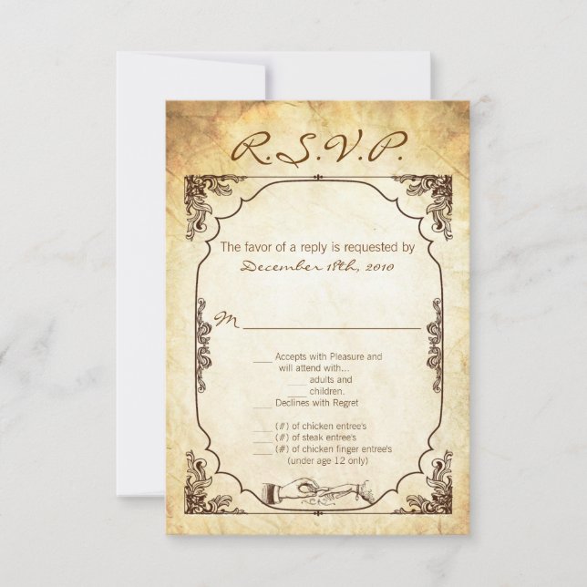 3.5x5 R.S.V.P. Card Vintage Ceremony Ring Exchange (Front)