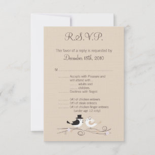 3.5x5 R.S.V.P. Card Wedding Birds Bride